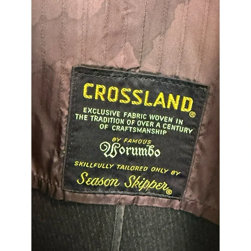 CROSSLAND Wool Overcoat Mens 42R Black Season Skipper Dormeuil‎